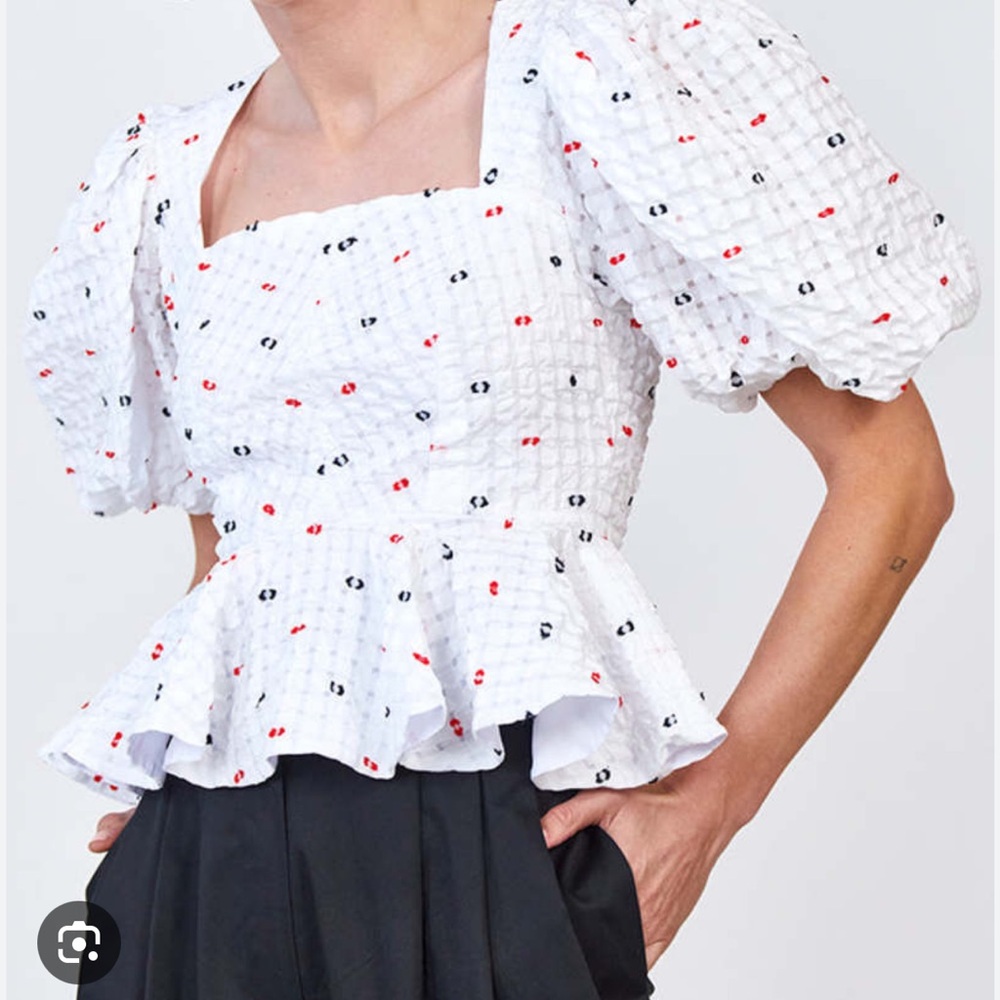 Hunter Bell Conway Top - White Clip Gingham - Size 6